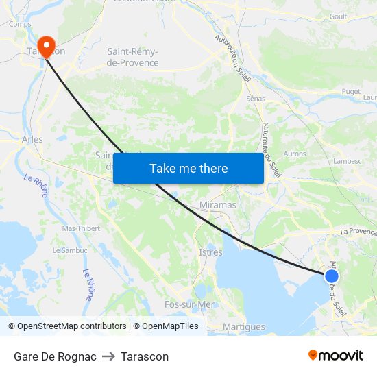 Gare De Rognac to Tarascon map
