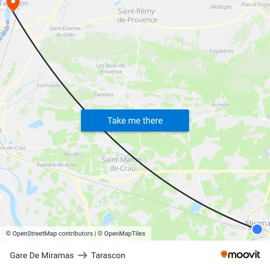 Gare De Miramas to Tarascon map