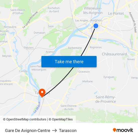 Gare De Avignon-Centre to Tarascon map