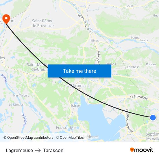 Lagremeuse to Tarascon map