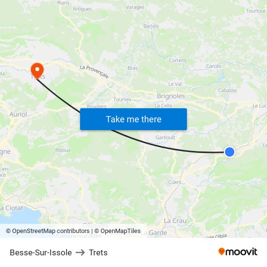 Besse-Sur-Issole to Trets map