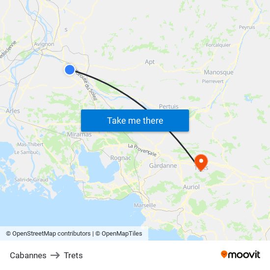 Cabannes to Trets map