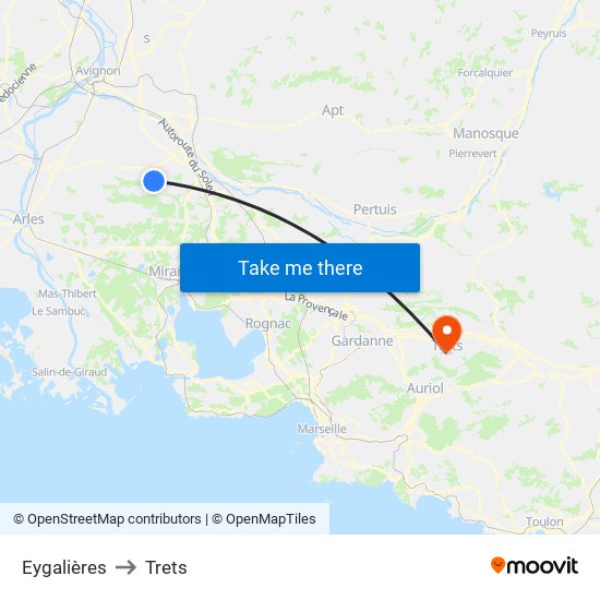 Eygalières to Trets map