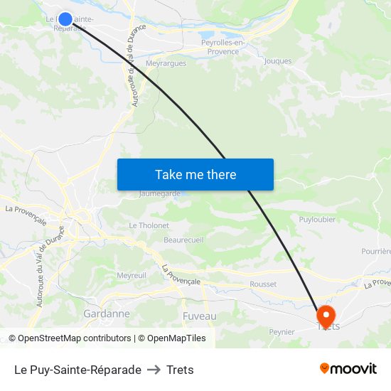 Le Puy-Sainte-Réparade to Trets map