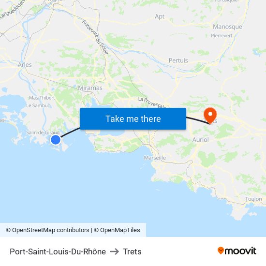 Port-Saint-Louis-Du-Rhône to Trets map
