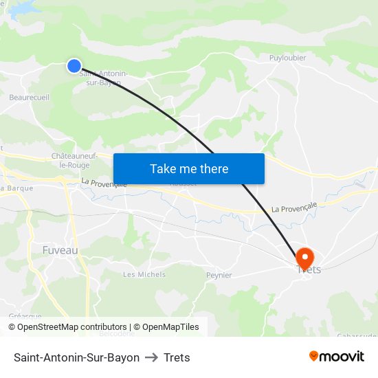 Saint-Antonin-Sur-Bayon to Trets map