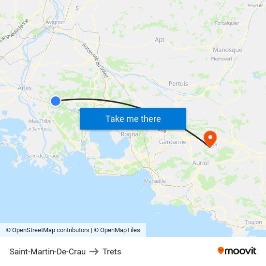 Saint-Martin-De-Crau to Trets map