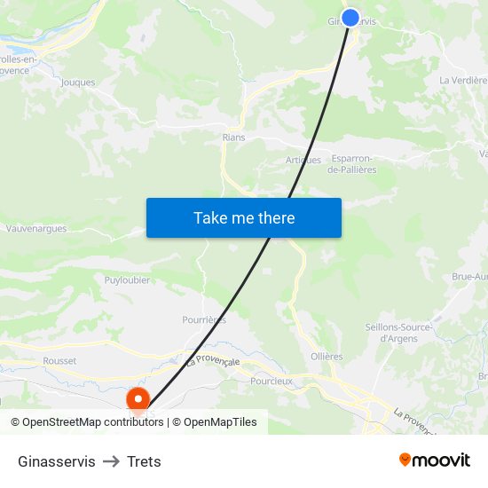 Ginasservis to Trets map