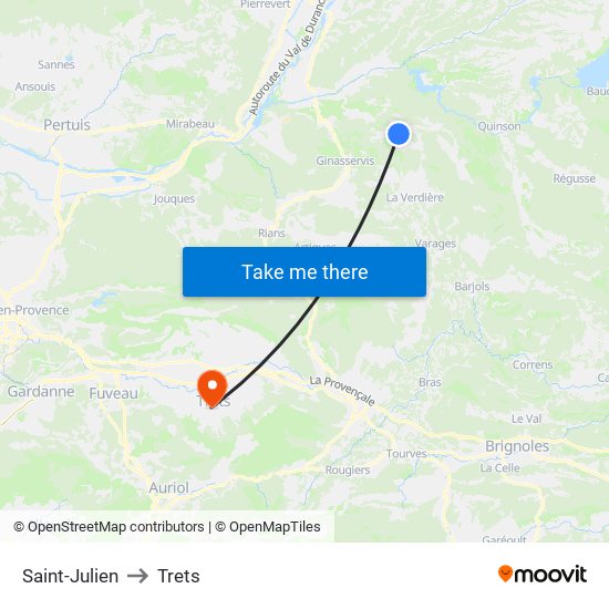 Saint-Julien to Trets map