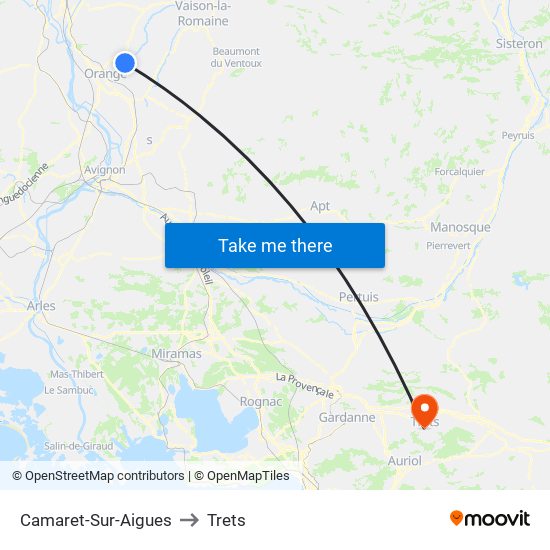 Camaret-Sur-Aigues to Trets map
