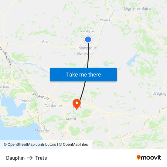 Dauphin to Trets map