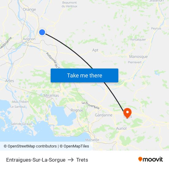 Entraigues-Sur-La-Sorgue to Trets map