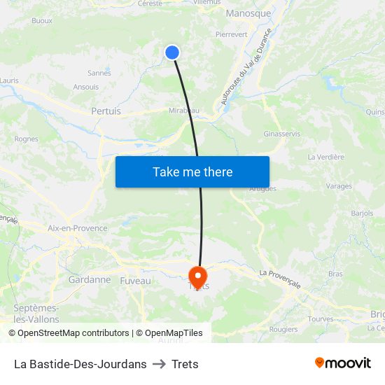 La Bastide-Des-Jourdans to Trets map