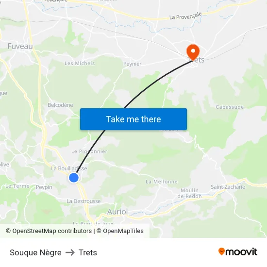 Souque Nègre to Trets map