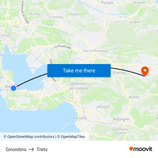 Girondins to Trets map