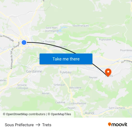 Sous Préfecture to Trets map