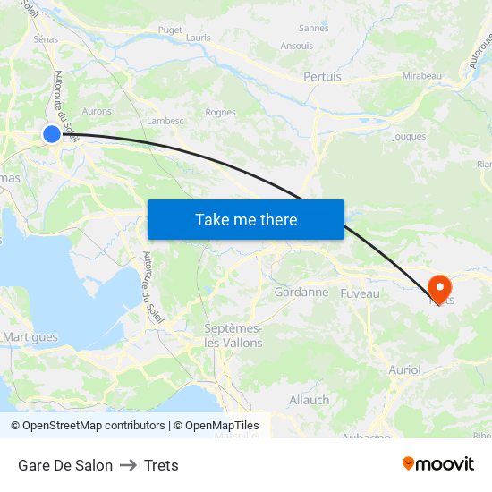 Gare De Salon to Trets map