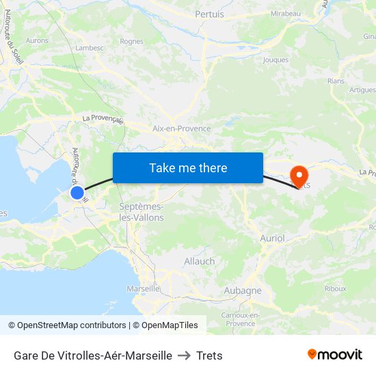 Gare De Vitrolles-Aér-Marseille to Trets map