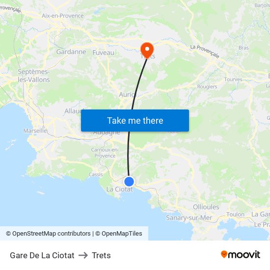 Gare De La Ciotat to Trets map