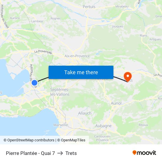 Pierre Plantée - Quai 7 to Trets map