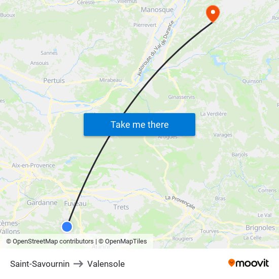 Saint-Savournin to Valensole map