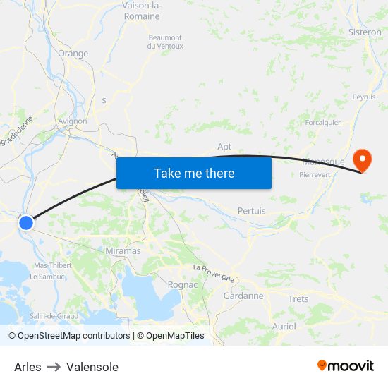 Arles to Valensole map