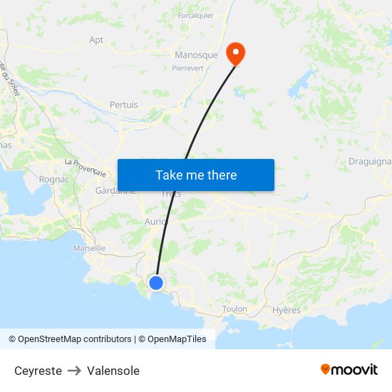 Ceyreste to Valensole map