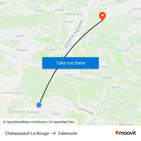 Châteauneuf-Le-Rouge to Valensole map