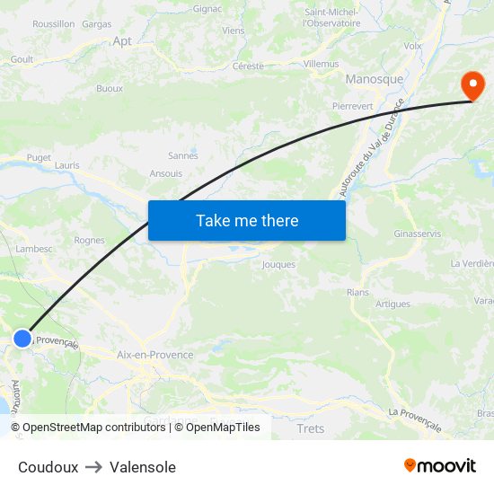 Coudoux to Valensole map