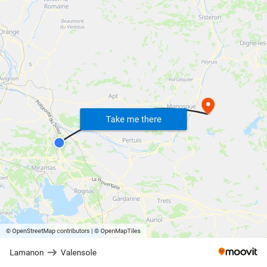 Lamanon to Valensole map