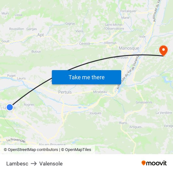 Lambesc to Valensole map