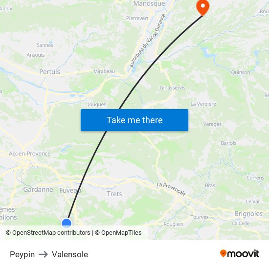 Peypin to Valensole map