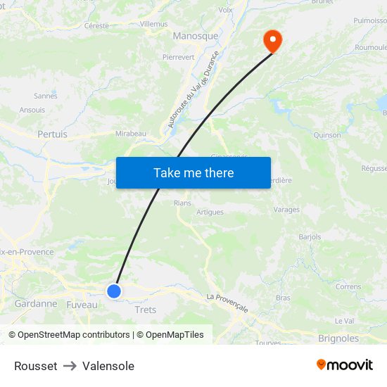 Rousset to Valensole map