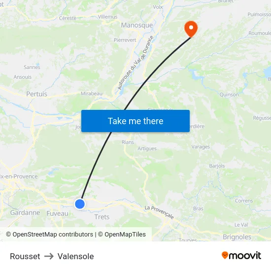 Rousset to Valensole map