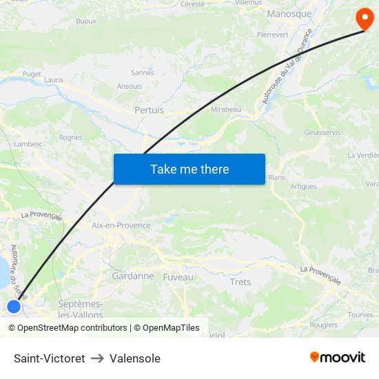 Saint-Victoret to Valensole map