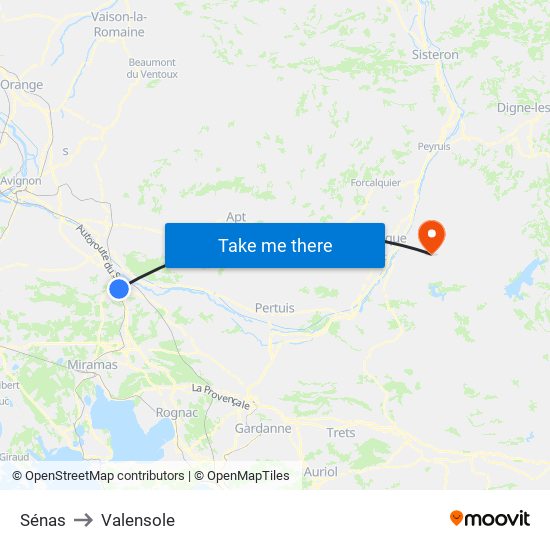 Sénas to Valensole map