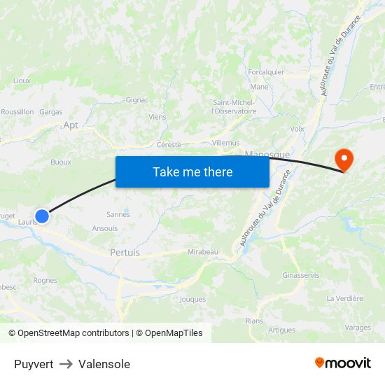 Puyvert to Valensole map