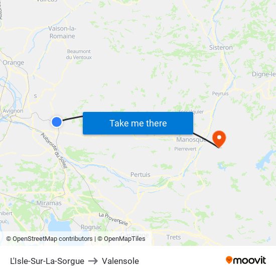 L'Isle-Sur-La-Sorgue to Valensole map