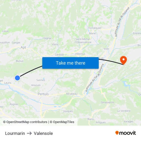 Lourmarin to Valensole map