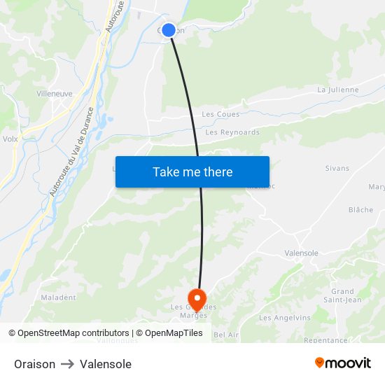 Oraison to Valensole map