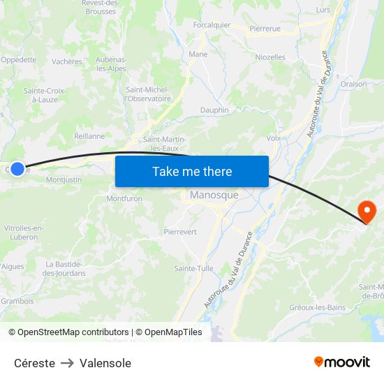 Céreste to Valensole map