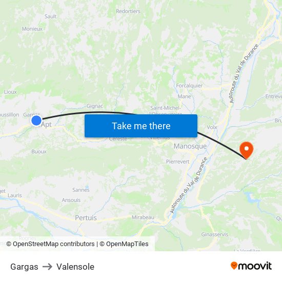 Gargas to Valensole map