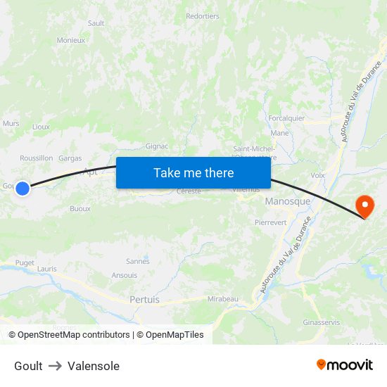 Goult to Valensole map