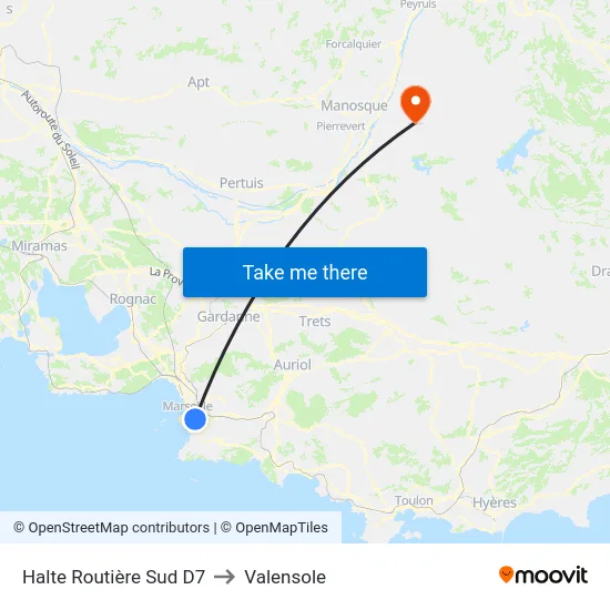 Halte Routière Sud D7 to Valensole map