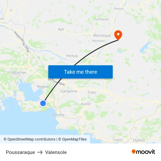 Poussaraque to Valensole map