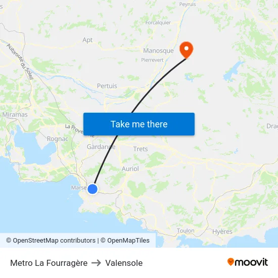 Metro La Fourragère to Valensole map