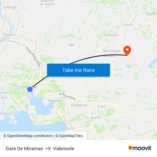Gare De Miramas to Valensole map