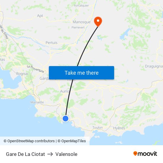 Gare De La Ciotat to Valensole map