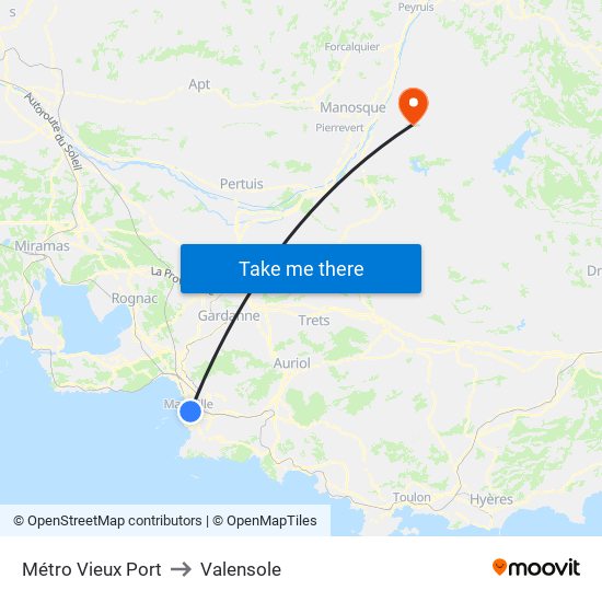 Vieux Port to Valensole map