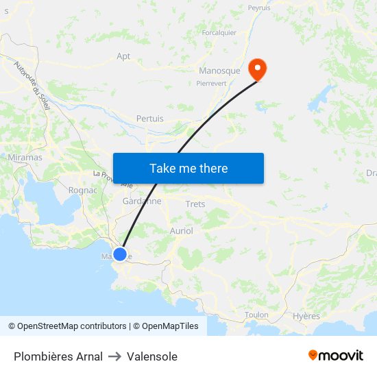 Plombières Arnal to Valensole map